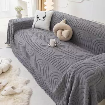 1 шт. плюшевое полотенце для дивана, всесезонное универсальное, подходящее для домашних животных, чехол для дивана, зимнее теплое бархатное одеяло, шаль, защитный чехол для мебели 175*130cm 1pc бежевый