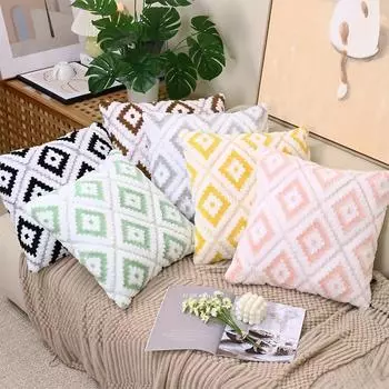 1 шт., плюшевые стеганые вышитые наволочки для подушек, наволочки для подушек, декор для дома, спальня, гостиная, c. Простой стиль 450mm*450mm чёрный
