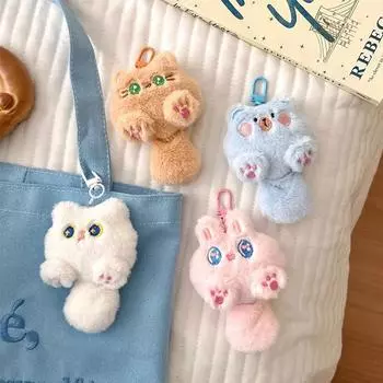 1 шт. плюшевый мультяшный подвесной аксессуар милый автомобильный кулон мягкий брелок сиамский кот брелок