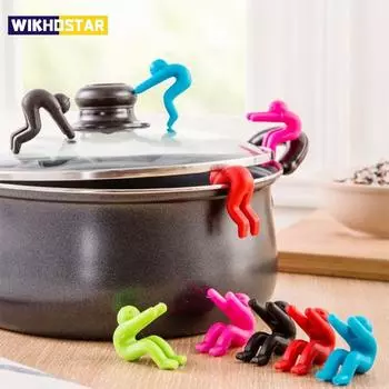 1 шт., подъемник для крышки с защитой от проливания, кухонные инструменты, подставка для крышки, силиконовый термостойкий держатель, украшение для открытой крышки красный