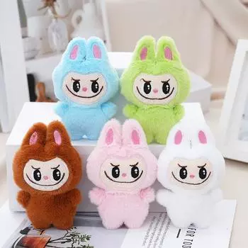 1 шт. Подарки для девочек Labubu Monster Plush Keychain Bag Decoration Creative Cartoon Labubu Kawaii Anime Diy Accessories розовый