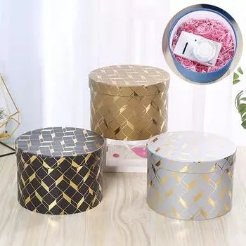 1 шт., подарочная коробка для цветов на день Святого Валентина, круглая цветочная коробка, коробка для конфет, мраморный принт 13x8cm