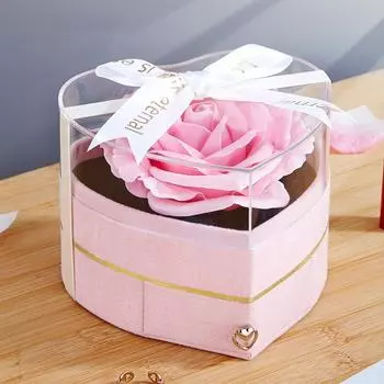 1 шт. Подарочная коробка в форме сердца с розой, прозрачная коробка для колец, романтическая коробка на день рождения, роскошный подарок на годовщину 1pc розовый