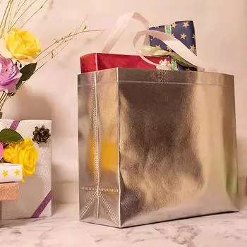 1 шт., подарочная сумка для гостей, лазерная сумка для покупок, тканевая сумка, нетканая ламинация, деловая сумка на день рождения серебряный