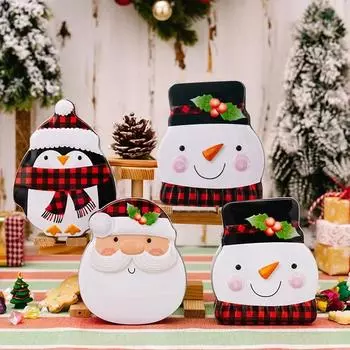 1 шт. Подарочная упаковка мультяшная жестяная коробка для конфет контейнер для хранения рождественский декор железный