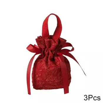 1 шт. Подарочный пакет, ручная сумка для хранения, упаковочная сумка на шнурке, портативная сумка для конфет с ручкой, упаковочная коробка для свадебной вечеринки, холст 3pcs вино красного