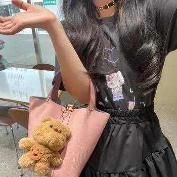 1 шт., подарок на день рождения для девочки, плюшевый маленький медведь, рюкзак, подвеска, милая игрушка-медведь, мультяшное животное, мягкая кукла, брелок для ключей белый