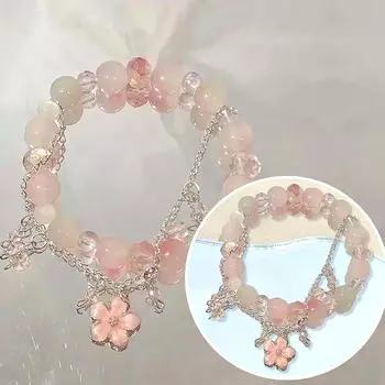 1 шт. Подарок возлюбленной, легкий, роскошный, на День святого Валентина, сладкая нить из бусин, романтический браслет персикового цвета, ювелирные изделия