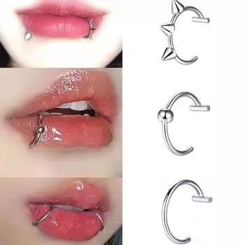 1 шт., поддельное кольцо для носа из нержавеющей стали, кольца для перегородки носа, кольцо для губ с зажимом C, серьги-подделки для пирсинга носа, женские украшения для тела, не проколотые A4