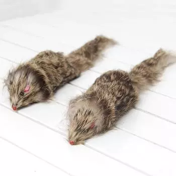 1 шт., поддельные игрушки для кошек, кошки, длинношерстные хвостовые мыши, игрушки для мышей, мягкие плюшевые игрушки из меха кролика, пушистая плюшевая игрушка для кошек и собак кофейный