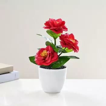 1 шт. поддельные растения настольный орнамент декор комнаты искусственный цветок камелия бонсай моделирование в горшке фиолетовый