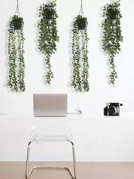1 шт. поддельные висячие растения в горшках, подвесное эвкалиптовое растение, искусственная эвкалиптовая лоза для дома, стены, патио, сада, Крытый и открытый декор