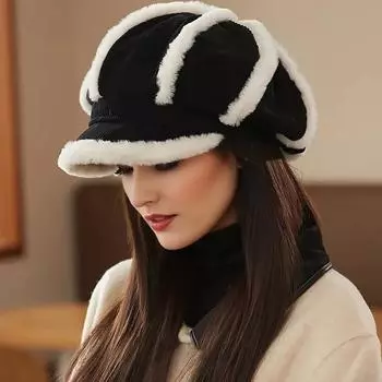 1 шт. Подкладка из плюша Подарочный вельветовый материал Универсальный берет Изысканный утолщенный дизайн Теплые аксессуары Элегантный 56-58 см