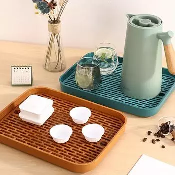 1 шт., поднос для чая, бытовой, для гостиной, стол для сухого замачивания, роскошный держатель для чашки чая, чашка для чая, чашка для воды, прямоугольный двухслойный сливной поддон коричневый
