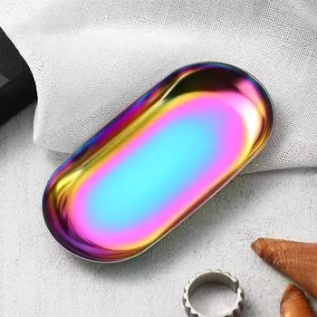 1 шт., поднос для хранения ювелирных изделий из нержавеющей стали, металлический поднос для хранения косметики, овальный поднос для торта, фруктов, десертов, тарелка для закусок, кухонный органайзер 3