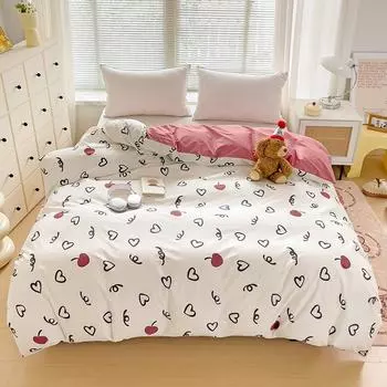 1 шт. Пододеяльник с изображением любви, королевское постельное белье в форме сердца для женщин, мужчин, мальчиков, девочек, подростков, 100% хлопок, приятное для кожи, пододеяльник 150x200cm Single 1Pc