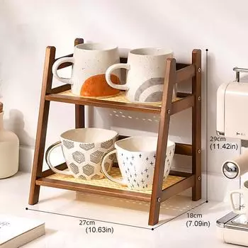 1 шт. подстаканник рабочий 2-слойный стеллаж для хранения в спальне кухонный стеллаж для плетения из лозы стеллаж для хранения коричневый