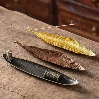 1 шт. Подставка для благовоний, улавливатель золы, длинные листья, курильница для медитации, аксессуары для домашнего декора, сандаловая нить, курильница для благовоний