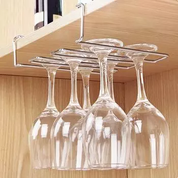 1 шт., подставка для бокалов из нержавеющей стали, перевернутая полка для вина, подставка для бокалов, подвесной подстаканник для вина без гвоздей серебряный