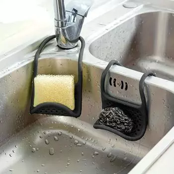 1 шт. подставка для слива губки для кухни, односторонняя подставка для губки, легко помещается вокруг горловины смесителя и стенок раковины, светло-серая, 10 дюймов/4 дюйма, 1,76 унции серый