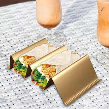 1 шт. подставка для тако из нержавеющей стали, металлическая решетка для гриля, поднос для 2 тако для вечеринок Gold