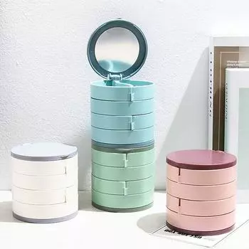 1 шт. Подставка для ювелирных изделий, поднос для демонстрации, коробка для хранения ювелирных изделий, многослойная вращающаяся пластиковая подставка, коробка для сережек и колец, косметика белый