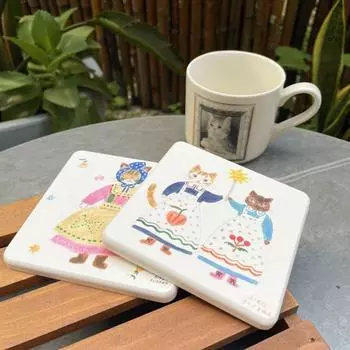 1 шт. Подставки под чашки креативные с принтом кота термостойкие квадратные круглые милые подставки под чашки из диатомовой грязи винтажные доступны несколько вариантов