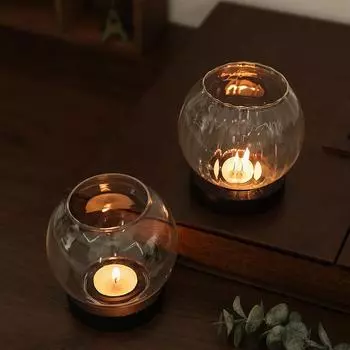 1 шт. подсвечник для чайной свечи с высокой прозрачностью, деревянная основа, ветрозащитный прозрачный для декора стола, поднос для свечей, свадебное стекло в стиле ретро