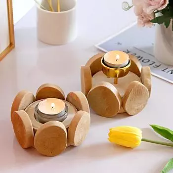 1 шт. подсвечник креативный подсвечник для чайной свечи деревенский домашний декор подсвечник деревянный подсвечник стекло/металл