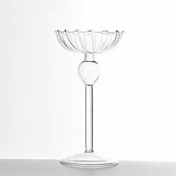 1 шт., подсвечник с высокими ногами, подсвечник, стеклянный подсвечник, полосатый стеклянный подсвечник S