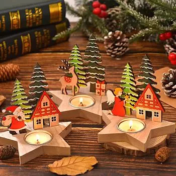 1 шт. Подсвечник Woodiness Фестивальные украшения Санта-Клаус Поддержка лося