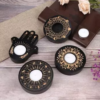 1 шт. подсвечники деревенские черные медитация арт-центр подсвечник йога студия украшение дома учеба гадания спальня деревянные