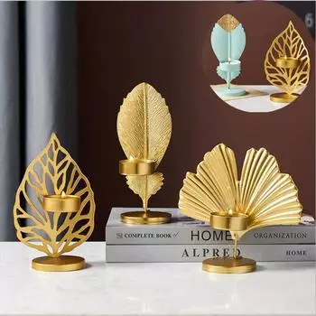 1 шт., подсвечники из кованого железа с листьями, подставка для чая, подсвечник, художественное ремесло, украшение/украшение дома для ужина, свадебной вечеринки, подарки 1pc style A
