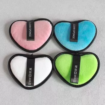 1 шт. Подушечка для снятия макияжа в форме сердца, чистящий инструмент, инструмент для умывания лица, дорожный инструмент для макияжа розовый