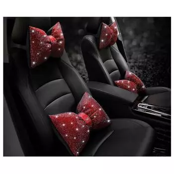 1 шт. Подушка-бантик для автомобиля с бриллиантами, салон автомобиля, полностью украшенный бриллиантами горячего прессования, со сверкающим бриллиантовым бантом, подушка на талию