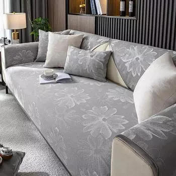1 шт. подушка для дивана с цветочным элементом из шенилла для офиса, гостиной, универсальная, четыре сезона 70x70cm белый
