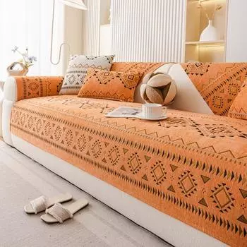 1 шт. подушка для дивана в богемном стиле, противоскользящий чехол для дивана, защитный чехол для мебели, чехол для дивана для украшения дома 70*70cm оранжевый