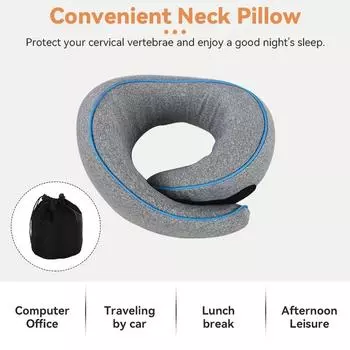 1 шт. Подушка для шеи, подушка U-образной формы из хлопка с эффектом памяти для путешествий и бизнеса, подушка для шеи, подушка для сна, подушка с горбом верблюда, подушка с эффектом памяти серый