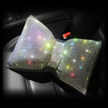 1 шт., подушка для шеи с бриллиантами и кристаллами, бантом, стразами, авто подголовник, подушка для сиденья, блестящие автомобильные аксессуары для женщин