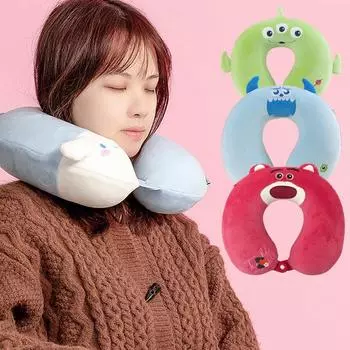 1 шт. Подушка для сна в стиле «Путешествия» для взрослых, офиса, мультфильма, U-образной формы, кавайная, для сна, подголовник автомобиля, пена с эффектом памяти