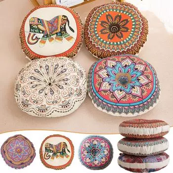 1 шт. Подушка для стула из хлопкового льна Bohemia, утолщенная, круглая, для балкона, подоконника, пола, татами, сиденья, украшения для дома, украшения для дома Diameter 40cm