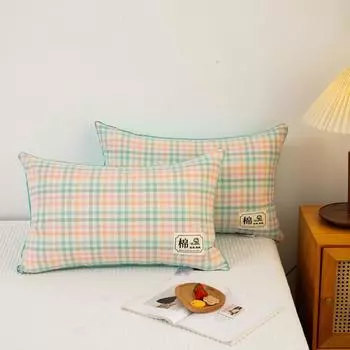 1 шт. Подушка с шевронным узором из длинноволокнистого хлопка, высокая/средняя/низкая степень простегивания, приятная для кожи, дышащая, мягкая, удобная подушка для шеи 48x74cm светло-синий