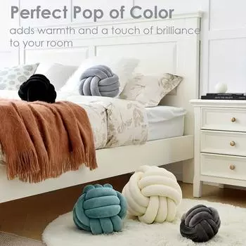 1 шт. Подушка в полоску в стиле ар-деко с узлом - ручная работа, мягкий полиэстер. Хлопок, современная и уютная декоративная подушка для дома и дивана 9*9 дюймов 23x23cm