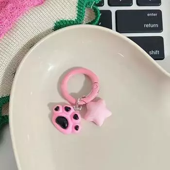 1 шт. Подвеска для автомобильного ключа, милый крутой кот, черные, розовые звезды, брелок из смолы, аксессуары для женщин и девочек, чехол для наушников, украшение своими руками