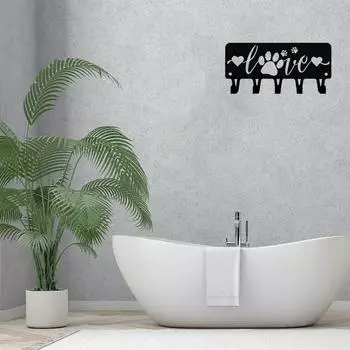 1 шт. Подвеска для ключей Puppy Dog Love и органайзер - металлическое настенное искусство для декоративного хранения и организации ключей чёрный