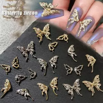 1 шт., подвеска для ногтей из кубического циркония, блестящий трехмерный глиттер, защита от падения, сделай сам, подарок для нейл-арта, бабочка, сращивание крыльев, украшения для ногтей для женщин I