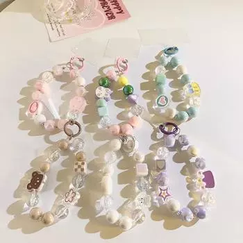 1 шт., подвеска для студенческого телефона с накладной прокладкой, милый короткий шнурок с цветочным принтом в виде мультяшных животных, ремни для телефона, кавайные аксессуары для телефона