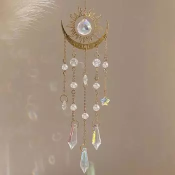 1 шт. подвеска из золотистого пламени и лунного кристалла, ловец солнечных лучей, для сада, цветные подвесные украшения, подвесные украшения