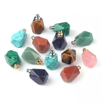 1 шт. подвеска с целебным кристаллом, натуральный камень, кварц, драгоценный камень, женский диффузор для эфирного масла, ювелирные изделия, подарок «сделай сам», 25x23 мм 25x23mm