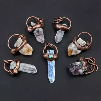 1 шт., кулон с целебным кристаллом, нерегулярный натуральный камень, цитрин, прозрачный кварц, бронза, подвески для изготовления ювелирных изделий, аксессуары «сделай сам», 20x20-50x30 мм 20x20-50x30mm